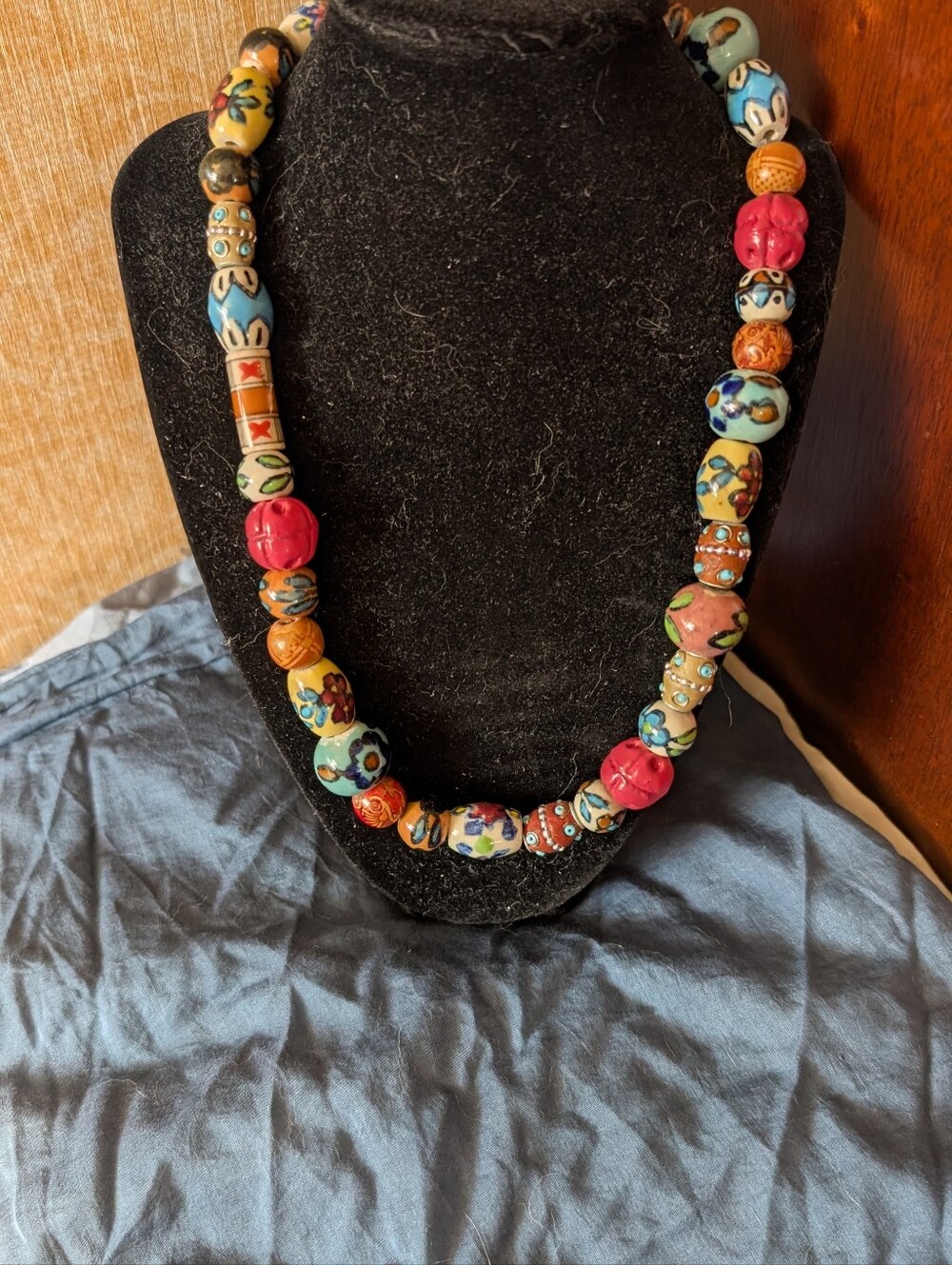 Colorful Clay Bead Strand Necklace